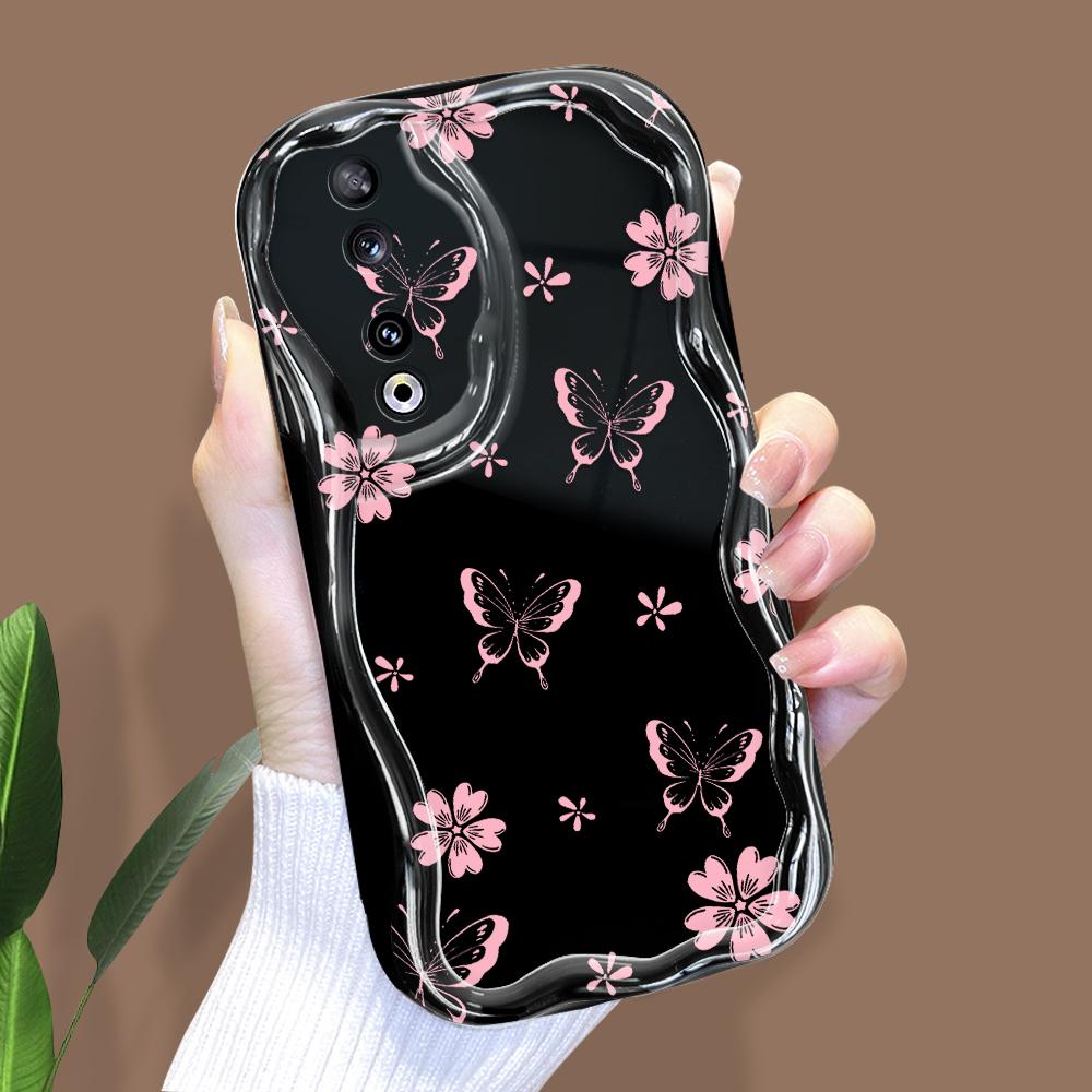 Roztomilý kreslený vzor krémová textura pouzdro vlnitý okraj měkký silikonový kryt pouzdro na telefon pro Huawei Honor Infinix Tecno iPhone
