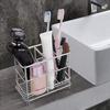 Black/Silver Stainless Steel Toothbrush Holder Non-Slip Bathroom Countertop Storage Rack  Shaver