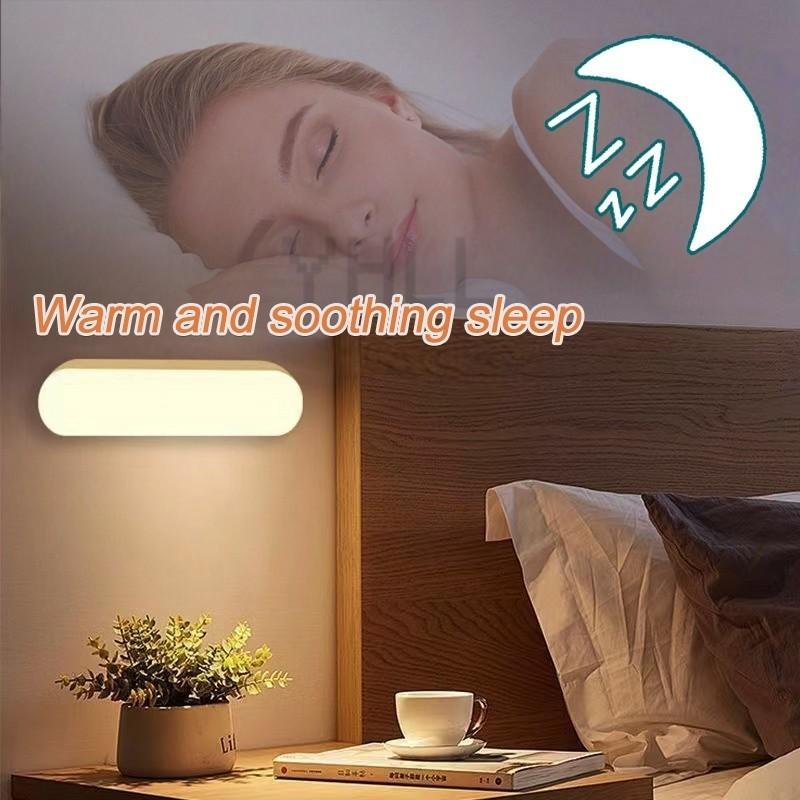 Lampada da notte a LED magnetica ricaricabile con sensore di movimento PIR a LED Lampada da notte a LED magnetica ricaricabile USB senza fili per la luce della camera da letto per la cura del bambino del guardaroba del corridoio della scala