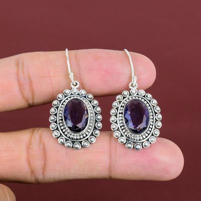 Faceted African Amethyst Earring 925 Sterling Silver Earrings Gemstone Jewelry Handmade Earring Vintage Earring Gifts For Her Silver Jewelry