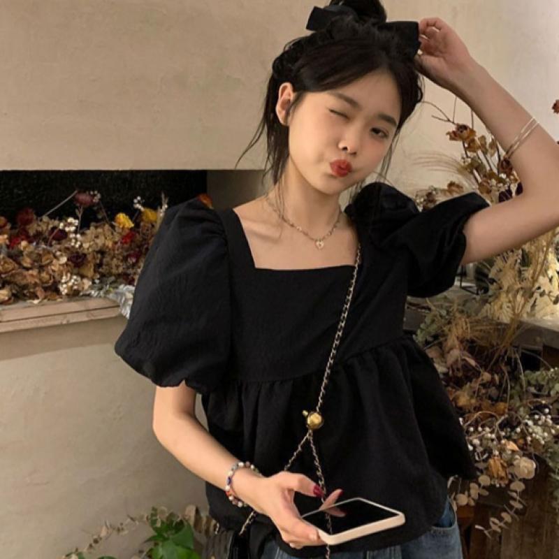 Shop   Women S Square Neck Puff Sleeve looSe Fit blouSe wdmS Wbl tS14470691