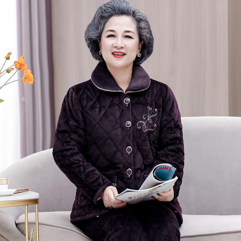 Women's Mid-Aged Winter Padded Plaid Loungewear Set