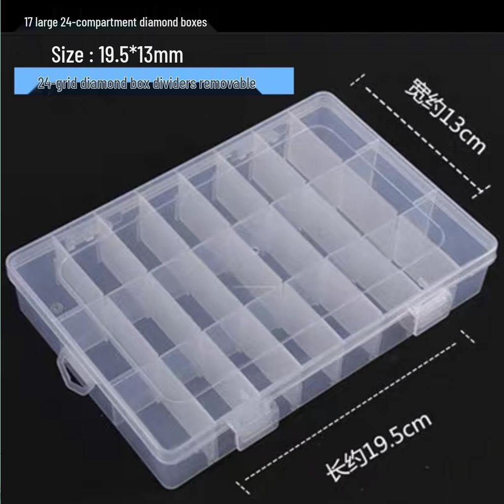 Nail Art & Jewelry Storage Box: 10 or 24 Small Grids for Drills & Ornaments