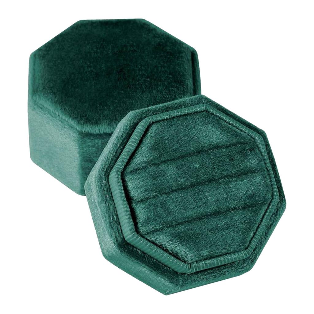 Octagonal Velvet Rings Box for Three Rings Soft Flannel Engagement Display Case Flannel Jewelry Organizer for Rings