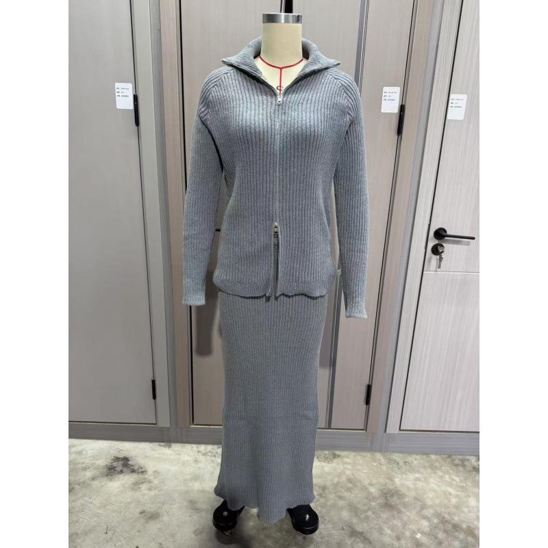 Autumn 2025 Women's Knit Sweater & Midi Skirt Set – European/American Fashion