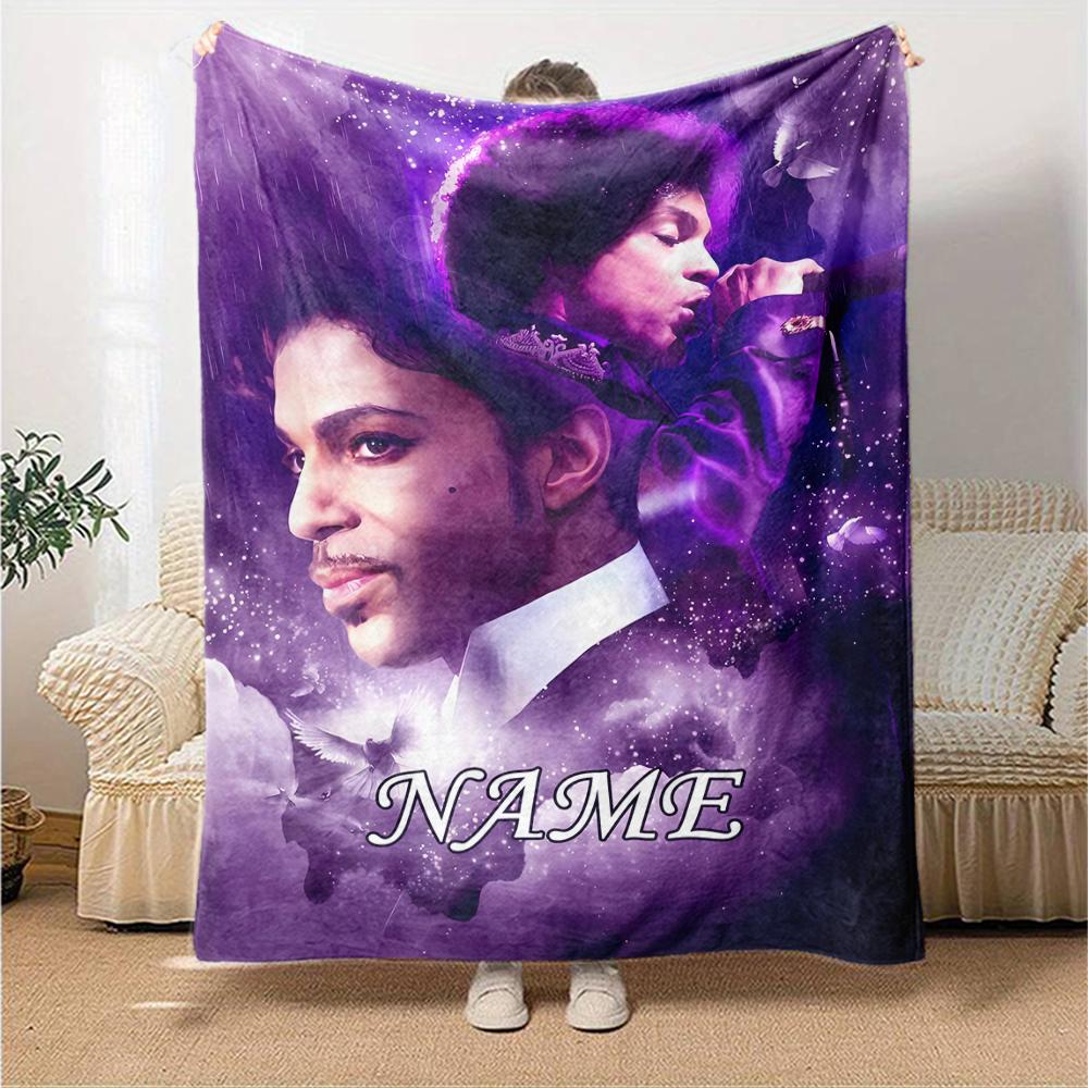 Custom Name Prince Theme Printed Blanket - Perfect for Couch, Bed, Travel & Outdoor Use | Machine Washable, Cozy & Durable.