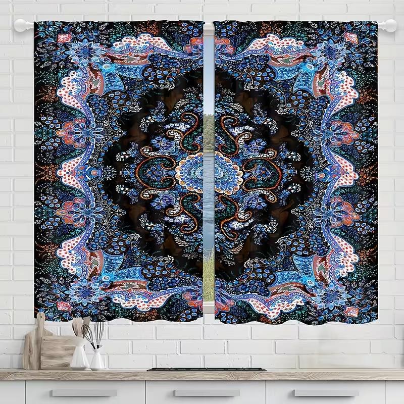 Ink Blue Paisley Curtains French Al Style Suitable Bedrooms Living Rooms Decorative Curtain Classic Polyester With Rod Pocket Washable Area Ready