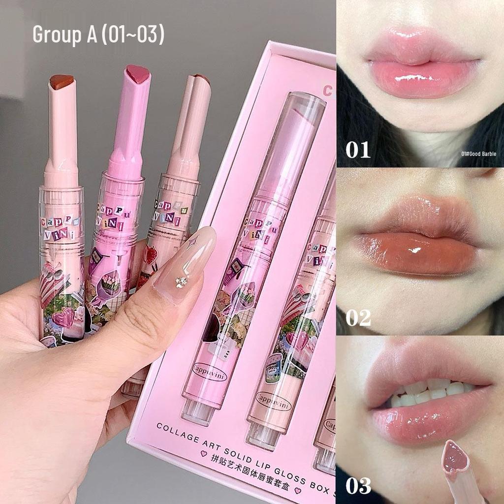 CAPPUVINI Watermelon Press-On Lip Gloss Set: Plump, Mirror-Finish, Moisturizing Lipstick