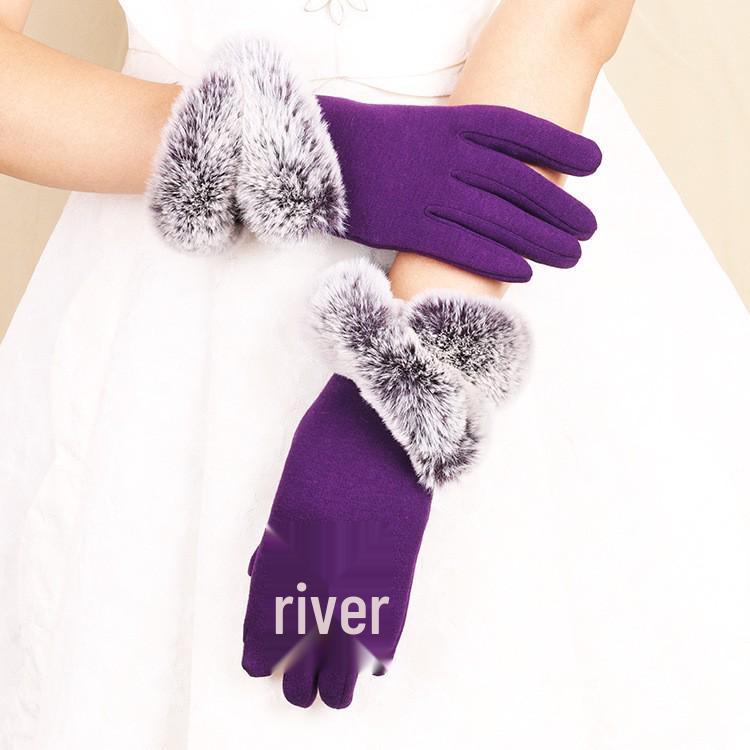 

Женские зимние перчатки с сенсорным экраном, отделкой из искусственного меха выдры и бархатной отделкой One Size