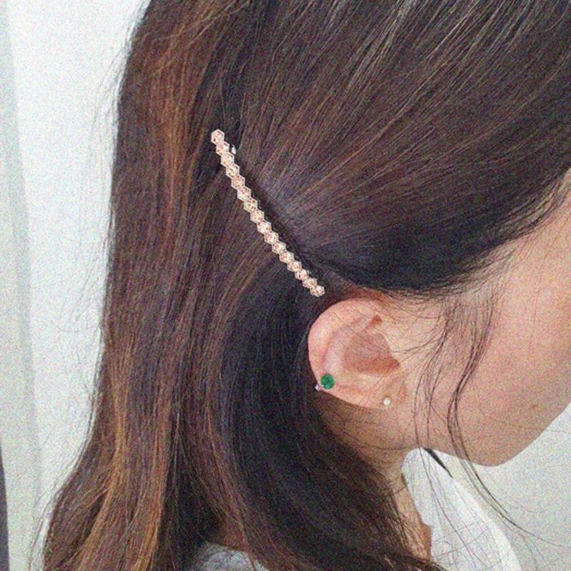RACOHA Lady Ruby Point Hair Pin Hexagon Cubic Bling Point Hair Pin
