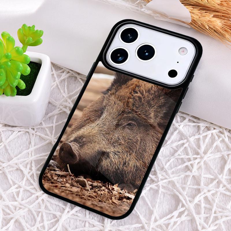 Cute Wild Boar Funny Cartoon Phone Case for iPhone 17 Air 16 15 11 12 14 13 Pro Max Shockproof Cover