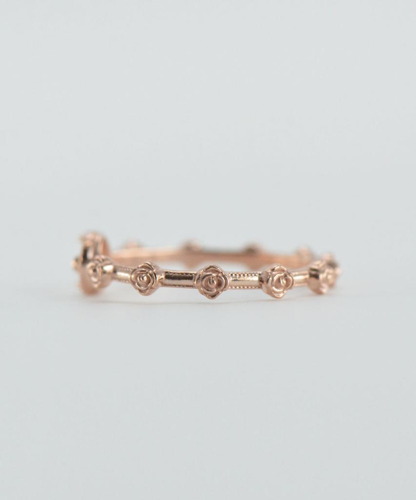 Vivus Cross Rose Rose Gold Silver Rosary Ring