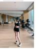 European & American High-Waist Black Drawstring Fitness Shorts for Women