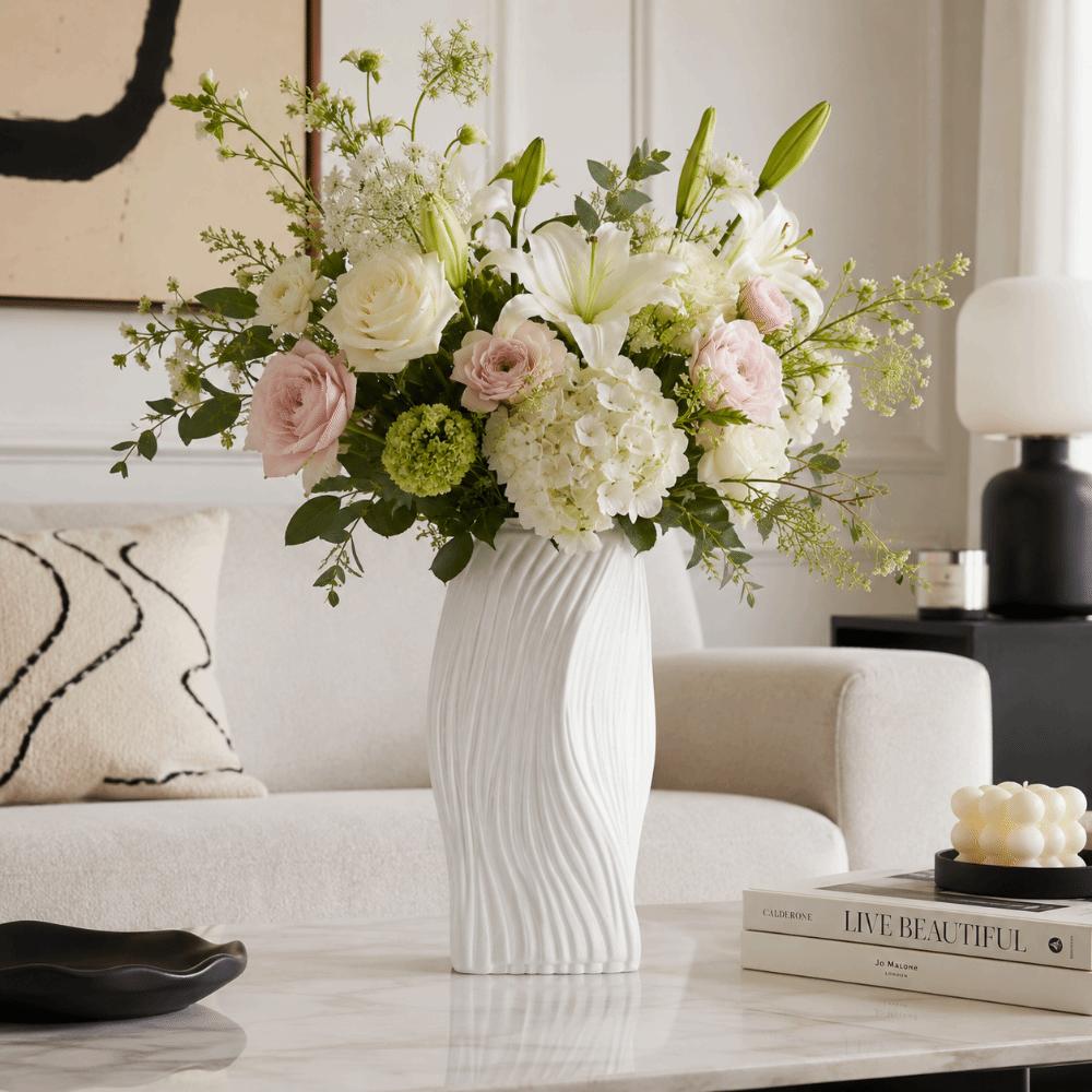 Home Decor Flower Vase Wave Pattern Aesthetic Vase Minimalist Hydroponic Bottle Desktop Decoration
