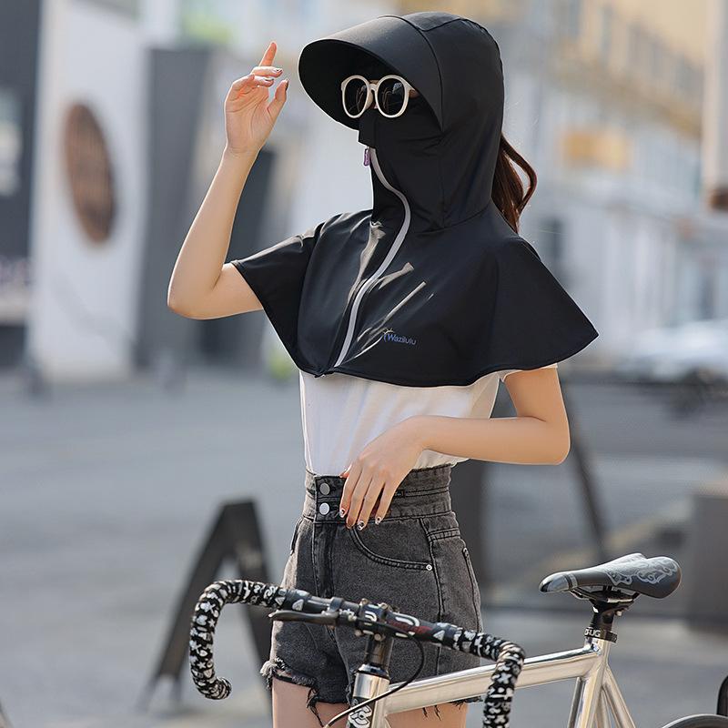 Damen Sommer Eis Seide Sonnenschutzhut Vollgesichts-Nackenabdeckung UV-Schutz Staubdicht Radfahren Sonnenmaske