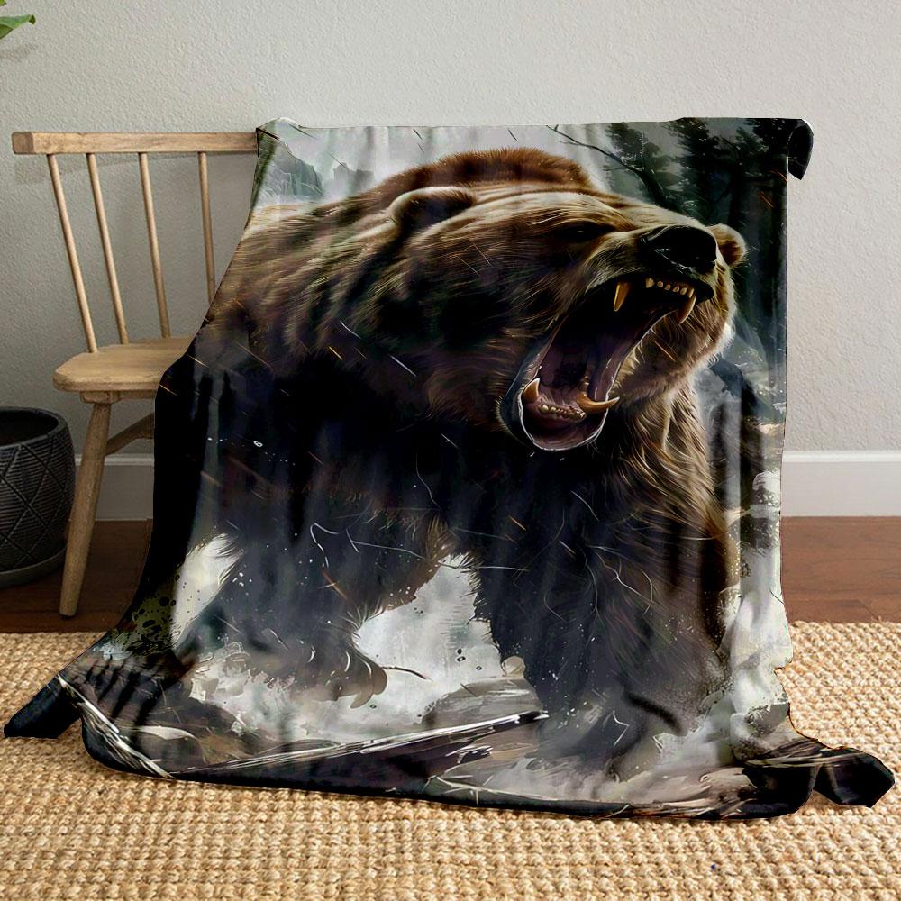

Ferocious Grizzly Bear Blanket bedroom Blanket for Livingroom Couch lunch break Soft throw for Friend s festival Gift 80cm x 120cm