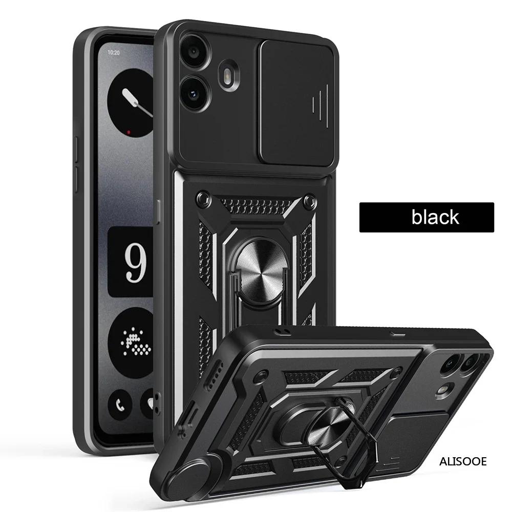 Armor Holder Funda for Nothing CMF Phone 1 / CMF Phone 2 Pro Case Slide Camera Protection Ring Stand Shockproof Back Cover Capa
