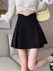 Plus Size Women's Summer High Waisted Black Fishbone Skirt Hip Covering Slimming A Line Pleated Casual All Match Versatile Skirt Trousers