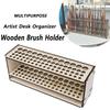 67-Slot Premium Wooden Brush Holder - Durable Artist Desk Organizer, Pencil & Paint Brushes Storage, Elegant Art & Craft Supplie