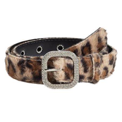 Leopard Print Furry Belt For Women And Men Soft Elastic Waistband With Secure Closure For Jeans Dresses
