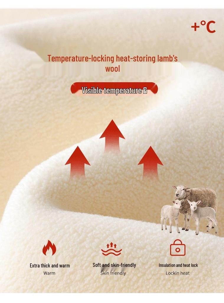 Women's Extra Thick Fleece-Lined Lambswool Pants – High Waist, Elastic, Warm Winter Layer