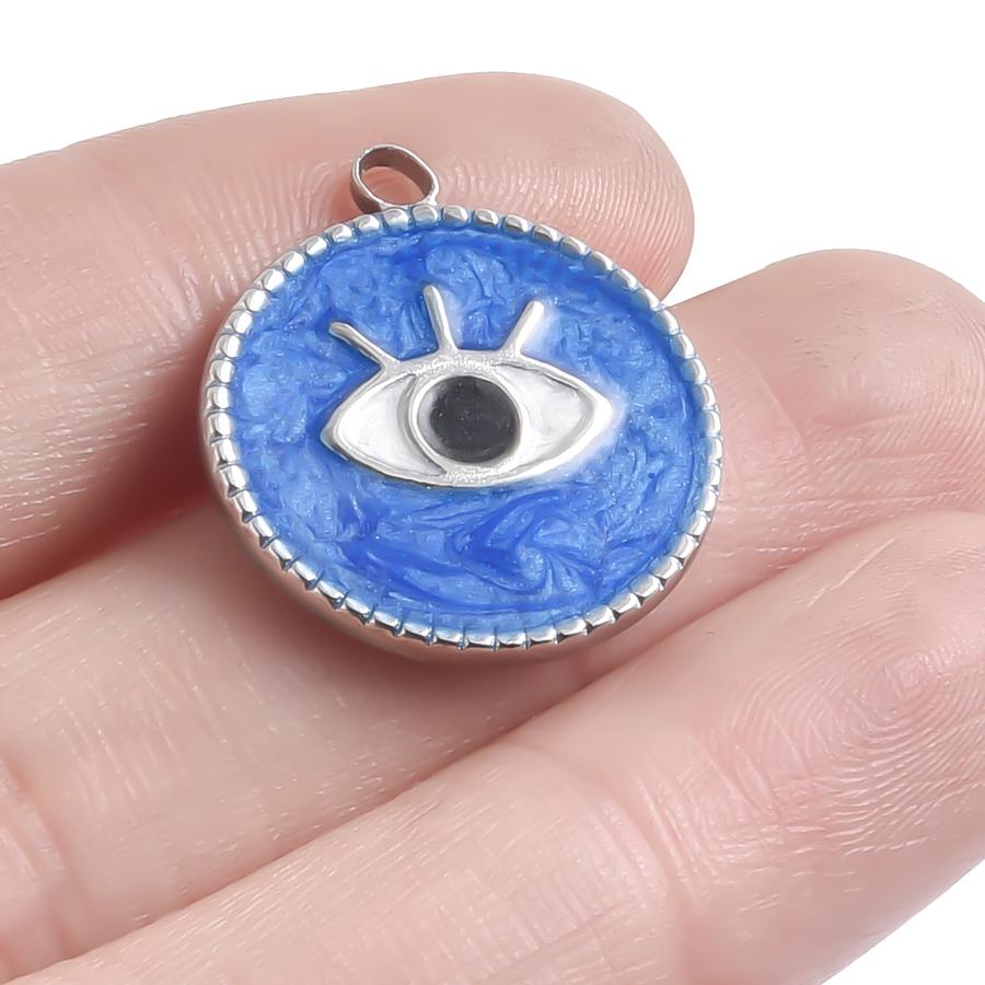DIY Blue Devil/Evil/Turkish Eye Charm No Fade Stainless Steel Pendant For Jewelry Making Supplies Ethnic Fashion Charms Findings