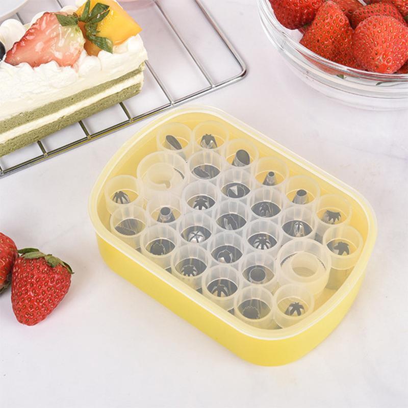 Piping Tip Organizers Box With 25 Pcs Seamless Piping Tips 2 Adapters Nozzles Tip Cake Decorating Tools