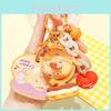 Playful Cartoon Cream Bear Globe Acrylic Keychain Perfect For Unique Key Accessories