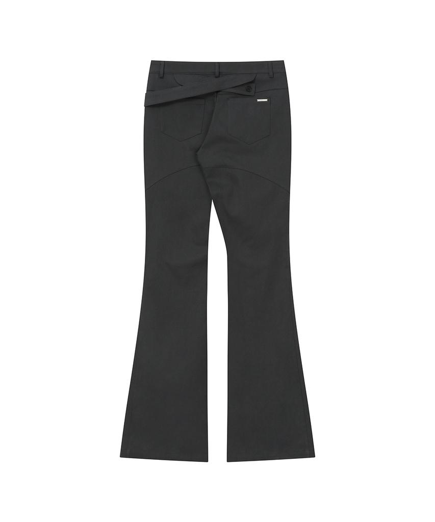 MISEKI SEOUL Diagonal Strap Bootcut Pants Charcoal