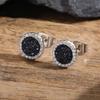 Shattered Zircon Stud Earrings for Men Boys,Anti Allergy Round Small Round Earrings,Minimalist Jewelry Gifts