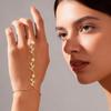 Personalized Green Zircon Leaves Tassel Chain Finger Bangle for Women Gold Color Geometry Knuckle Ring Bracelets Jewelry Gift