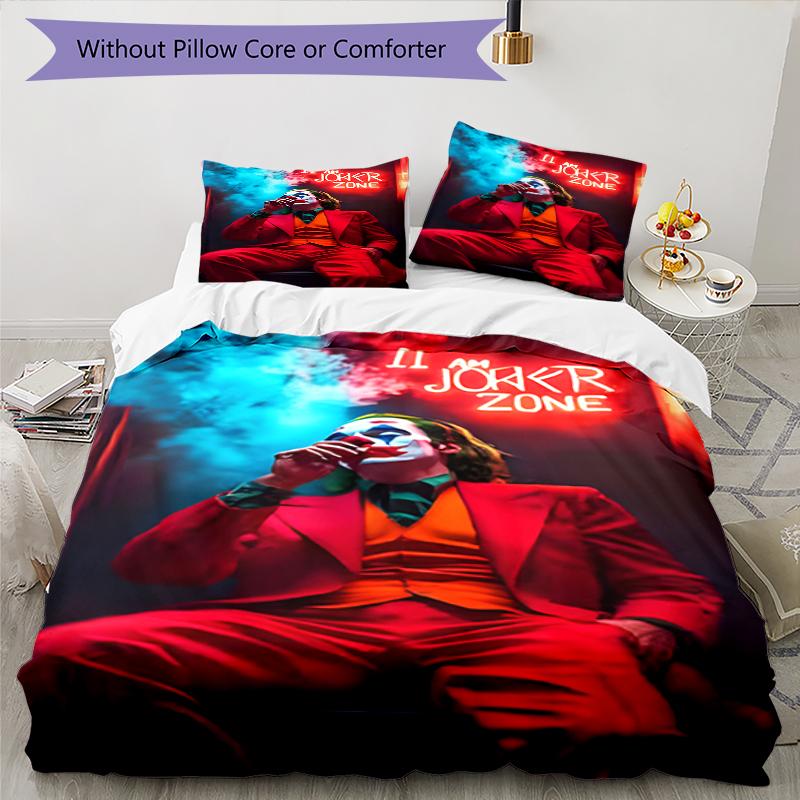 3pcs Joker Character Pattern Bedding Set Duvet Cover Set Includes Duvet Cover &pillowcases, Perfect All Season Bedroom Decoration & Gift