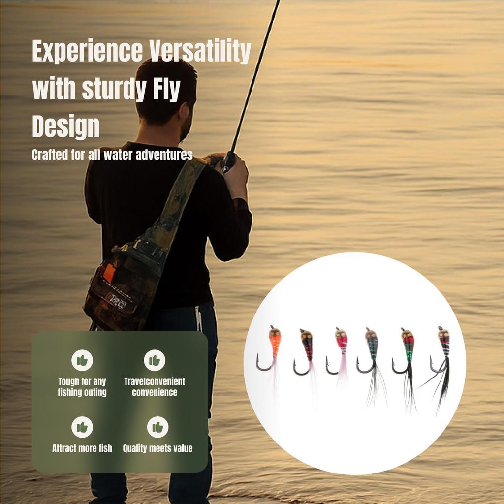 6pcs Brass Bead Head Epoxy Nymph Fast Sinking Fly Fishing Trout