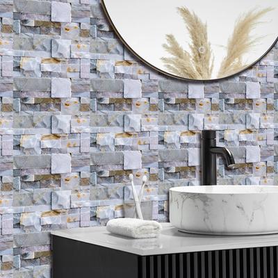 10pcs Cement Stone Brick Marble Tiles Sticker Kitchen Backsplash Oil-proof Bathroom Washbasin Peel & Stick Waterproof Art Wall Decals