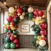 Christmas Balloon Wreath Set Wine Red, Dark Green, Pearl White Balloon Used for Christmas, New Year, Christmas Party Decoration