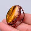 Tiger Eye Stone Eternity Electroformed Sacral Chakra Sisters Gift Ring Copper V-68