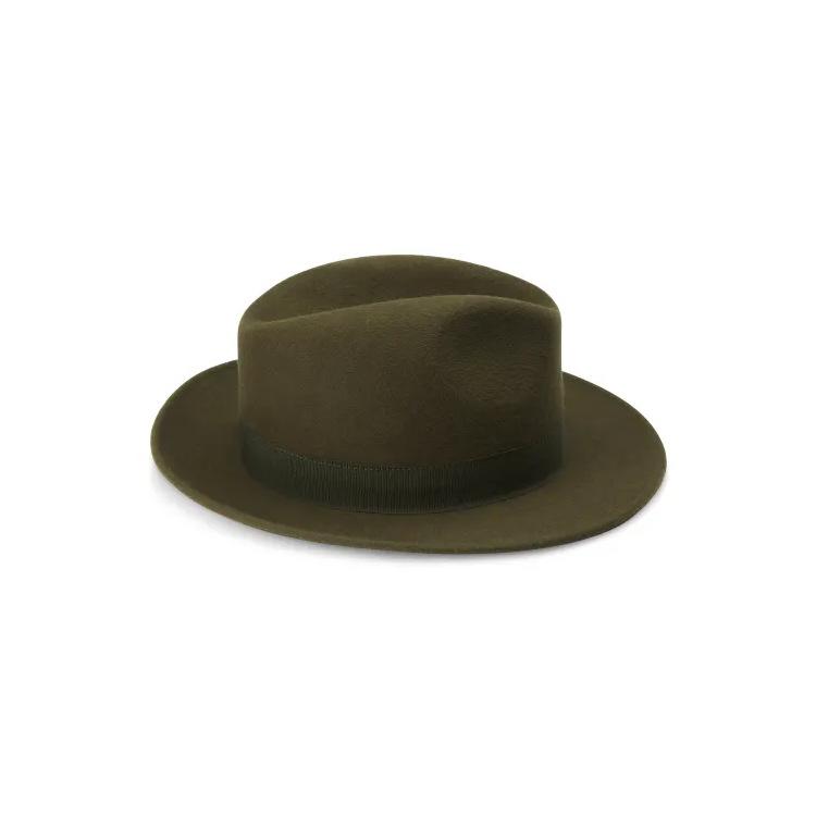 European And American Style Fashion Outdoor Felt Top Hat Solid Color Webbing Decorative Wool Top Hat Short Brim Wool Fedora