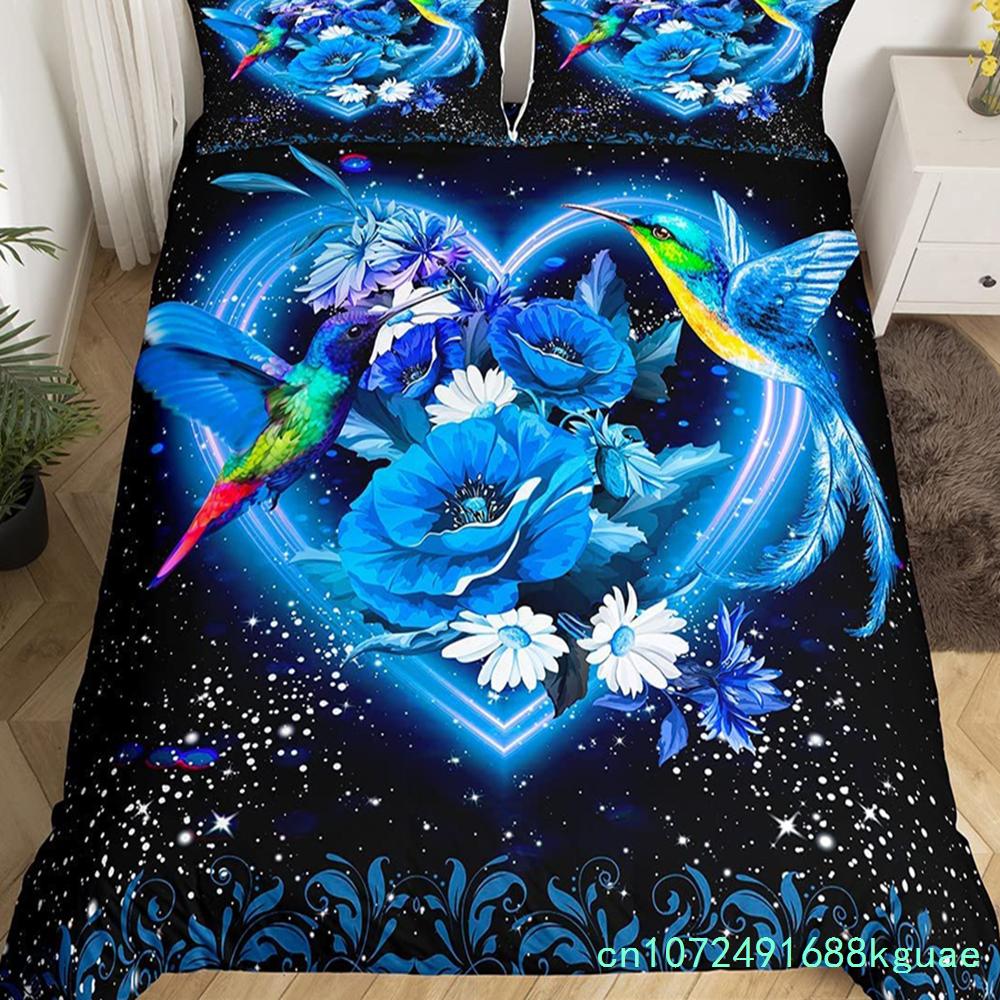 Boho Mandala Duvet Cover Set Hummingbird Bedding Set Microfiber Farmhouse Cute Birds Comforter Cover Queen For Kids Boys Girls
