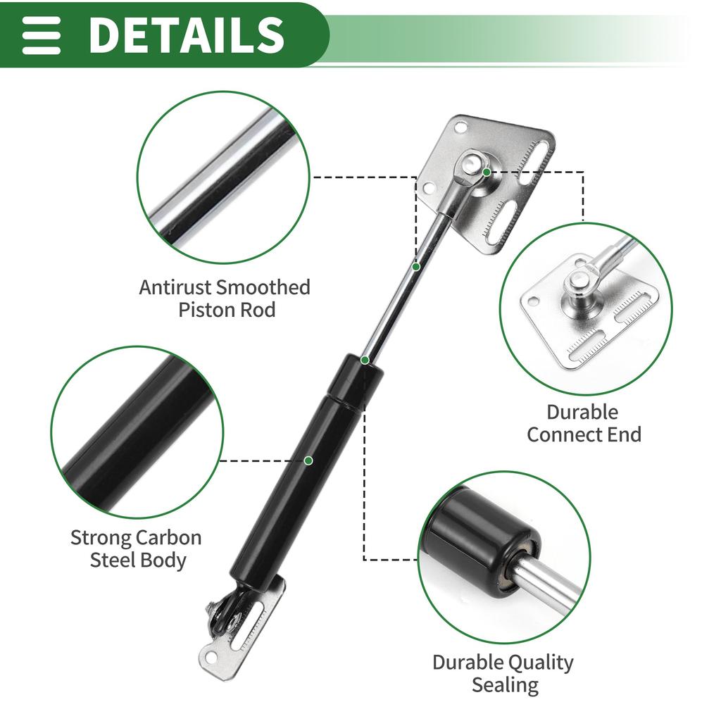 Motoforti Universal Lift Support Strut Gas Springs 7 inch/180mm 4lb/20N/2kg Carbon Steel Black, Set of 2