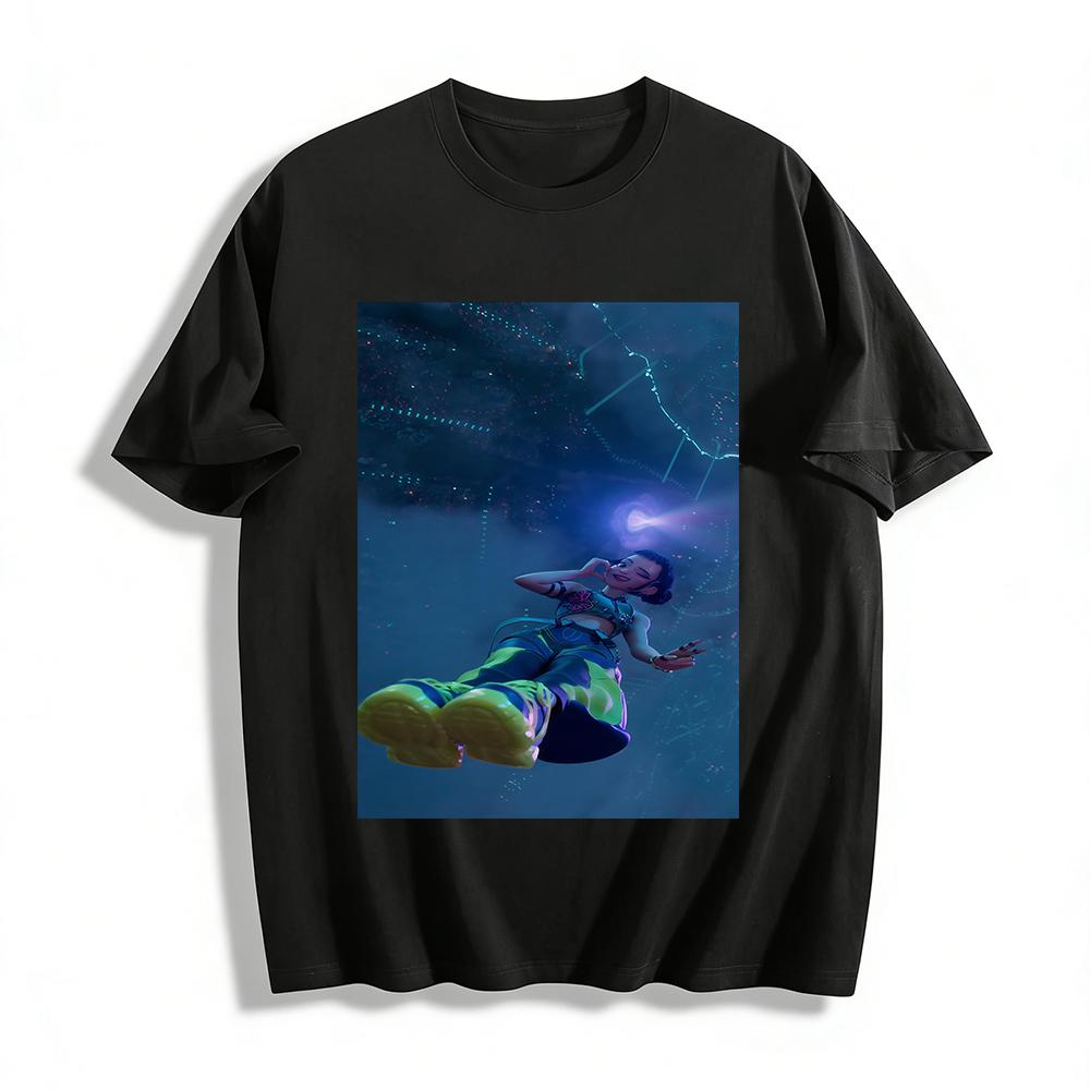 

Cyberpunk Chinese Style Girl Print Top Trendy Streetwear Loose Casual Crew Neck T-Shirt Pure cotton T-shirt 6XL