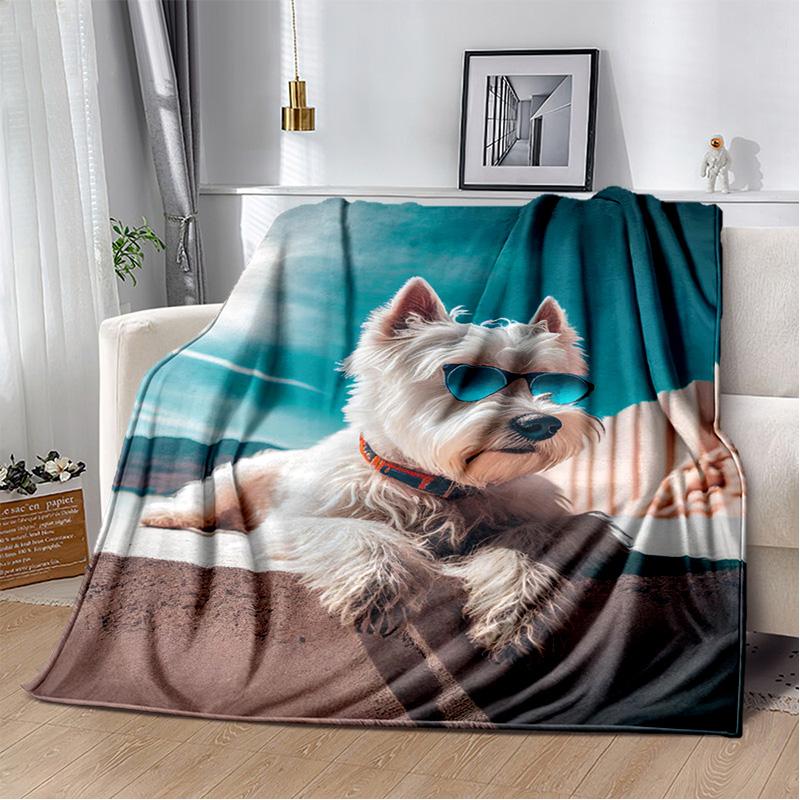 Ковдра з мультяшним хаскі, самоє, чихуахуа, померанський шпіц Кокі, м'яка ковдра для дому, спальні, дитяча ковдра для дивана