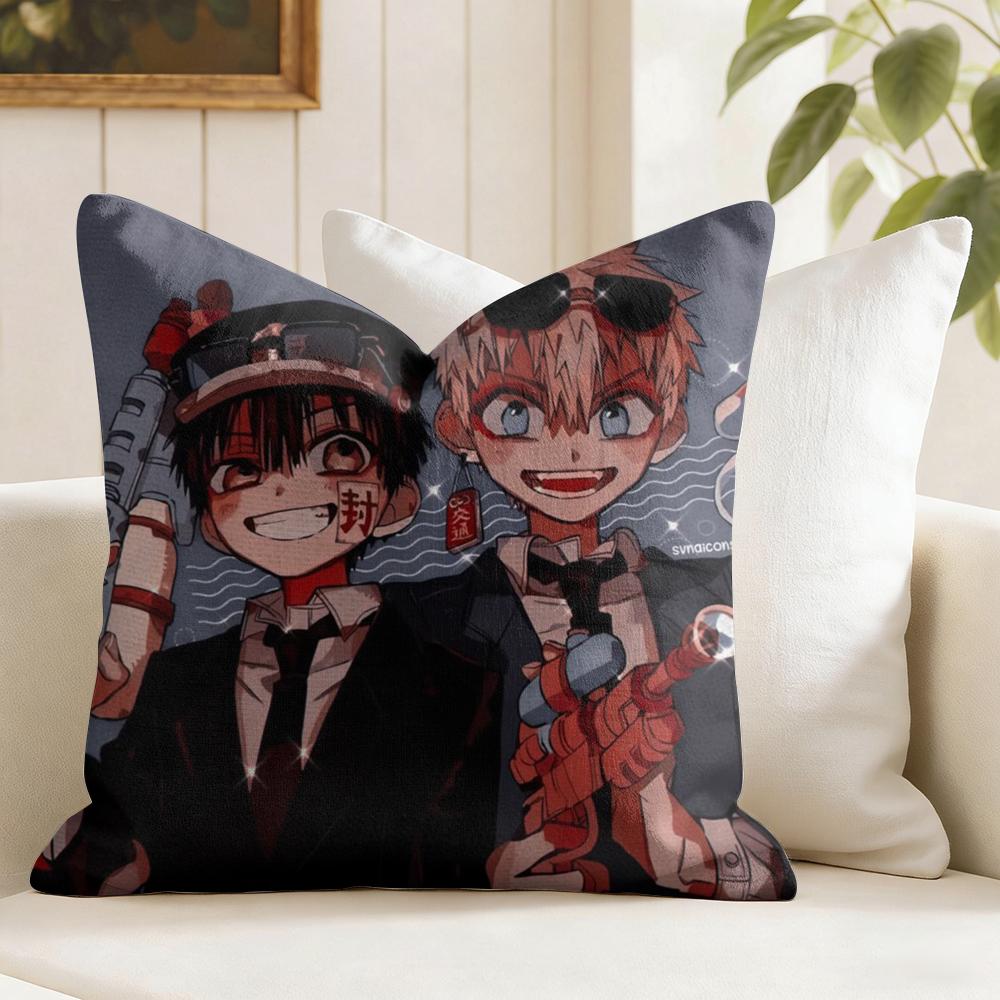 Anime Jjibaku Shounen Hanako Kun Cushion Cover Natural Linen Double Sided Print Throw Pillow Case for Sofa Couch Home Decor