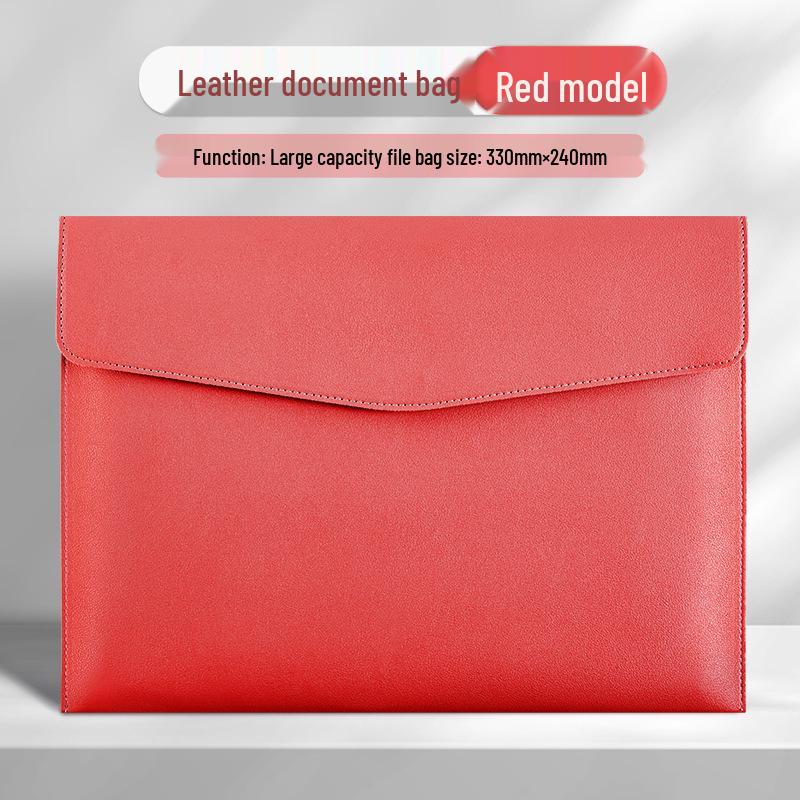 

A4 Leather Document Folder with Snap Closure - Business Briefcase for Office, Contracts, and Receipts.