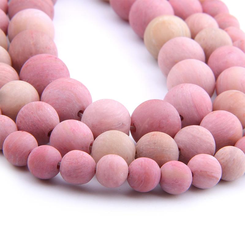 Natural matte pink Rhodochrosite Rhodonite Stone beads pink Round spacer Loose Beads 4-12MM For Jewelry Making Bracelet handmade 4mm(approx 92pcs)