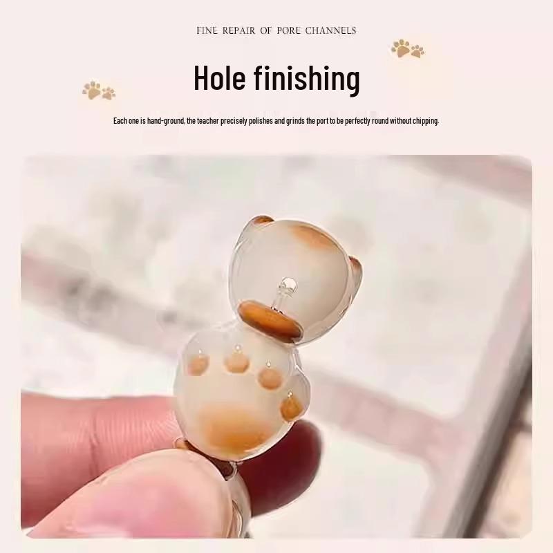 Newcomers Offer: Burnt Caramel Cat Paw Lucky Cat Beaded Bracelet with Free Shipping