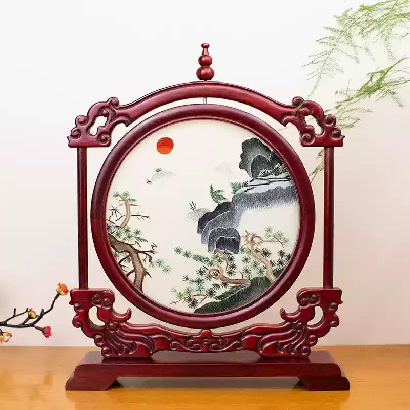 

Сучжоуская вышивка Украшение для гостиной Продвинутое чувство ручной работы Офисная декоративная ширма Легкая роскошь Китайский дом Подарок