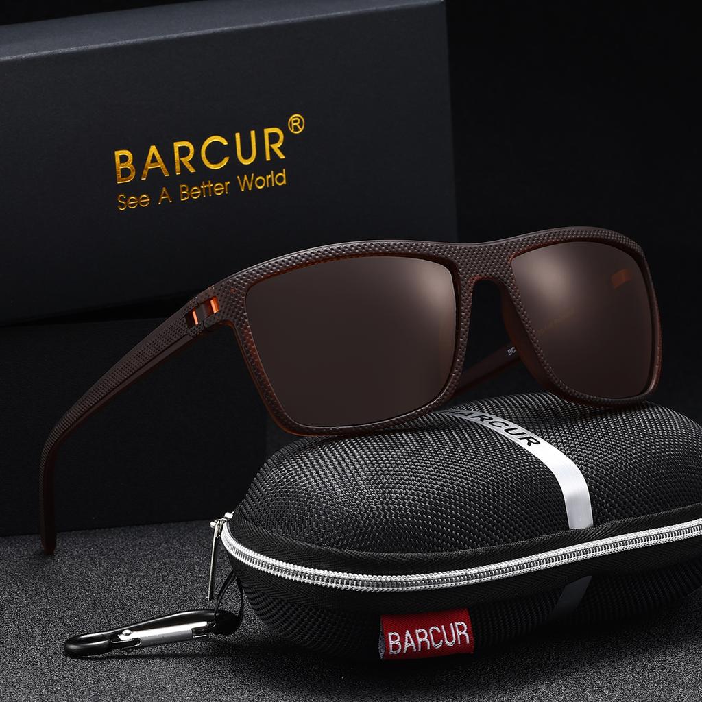 Gafas de Sol Clásicas para Hombre Marca BARCUR Comodidad Duradero Montura Rectangular de PC Lente TAC Versátil Edad Gafas de Sol Polarizadas