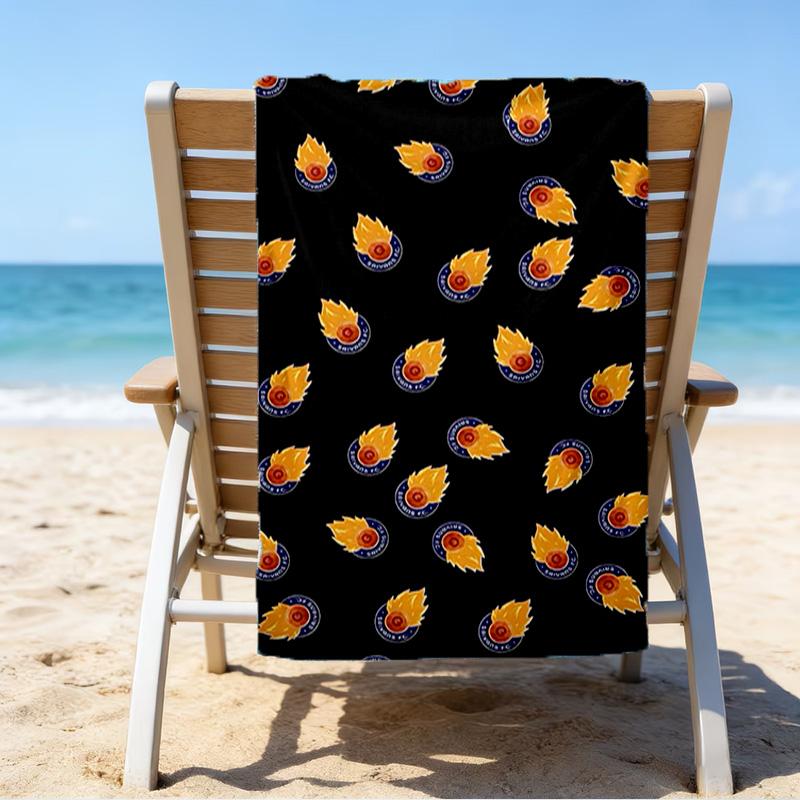 Flame Soccer Emblem Printed Beach Towel, Super Soft Microfiber, Perfect Gift Birthday, for Pool, Beach, Travel, for family and friends