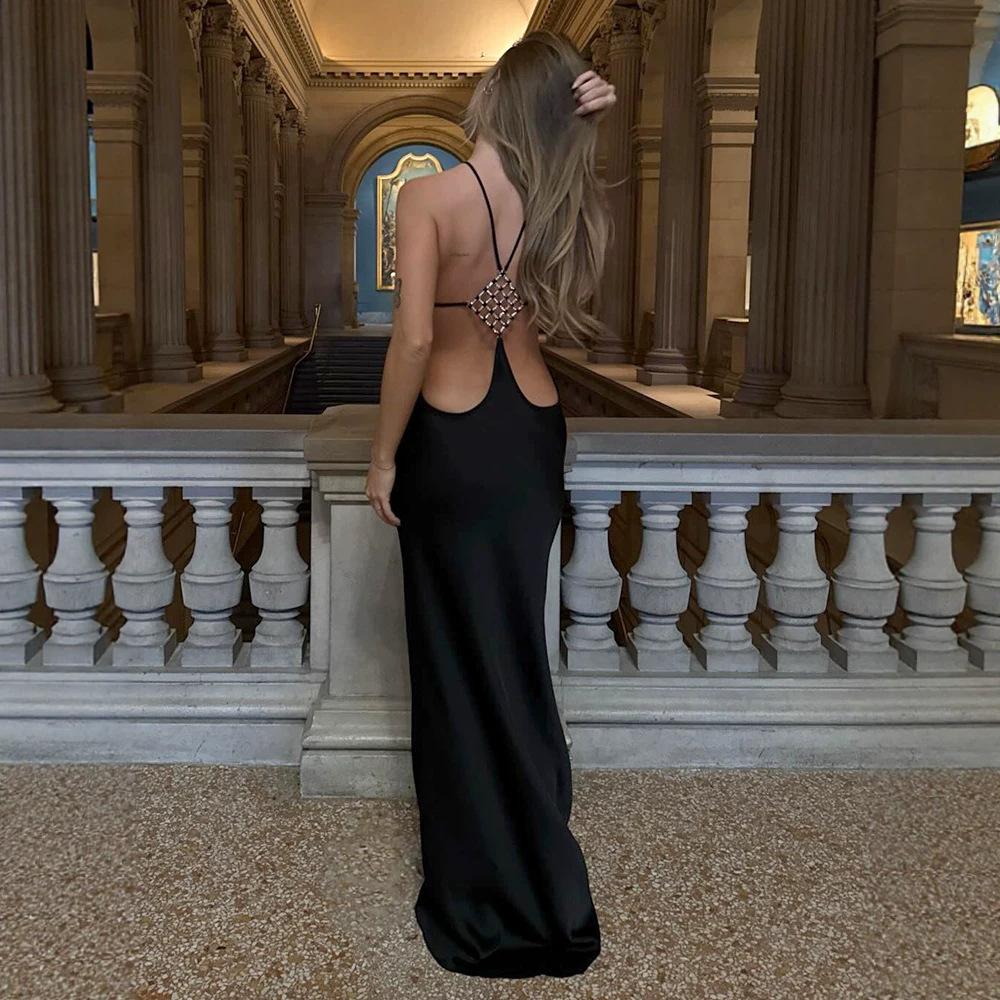 Spot | Neck Halter Long Dress Celebrity Temperament, Slim and Thin Seaside Vacation Dress Seaside Vacation Dress