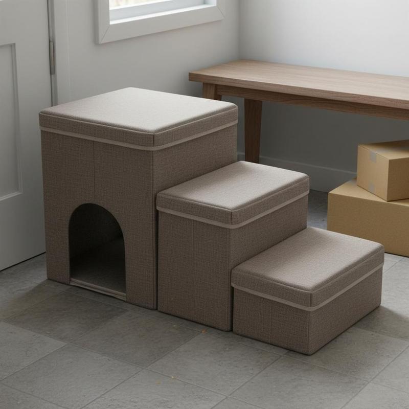 Pet Steps Upholstered Pet Stair Step Dog Stairs Cushioned Dog Steps Boxy for Pets, Bed, Sofa
